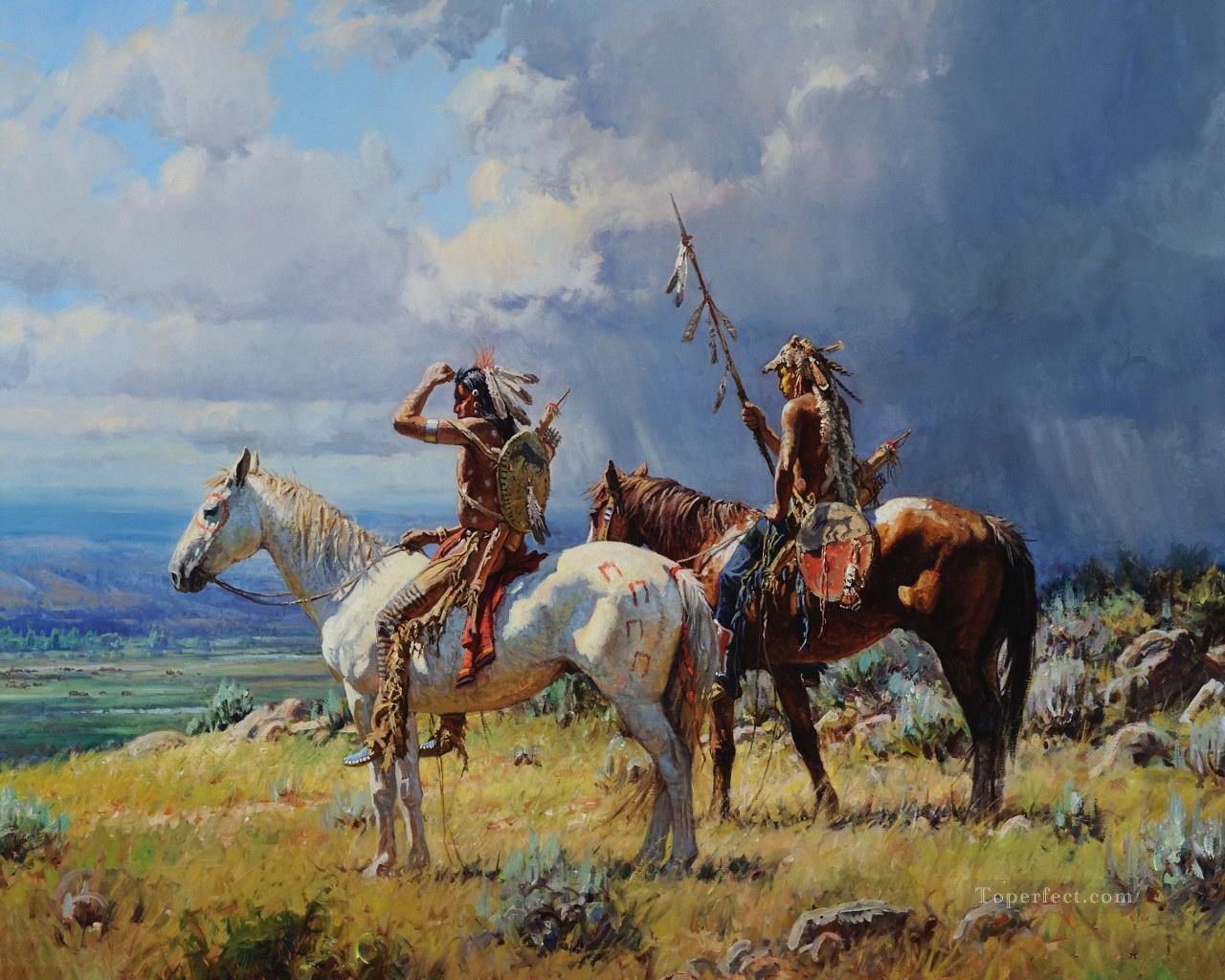 西部アメリカンインディアン 30油絵